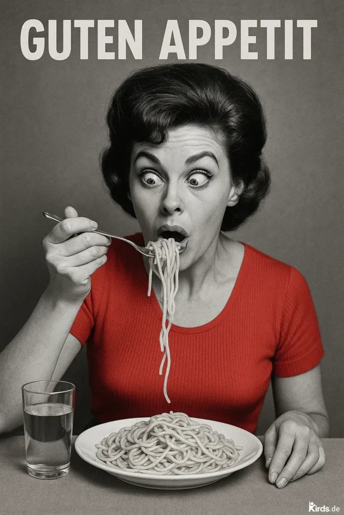 Sprüche Ernährung Genuss Guten Appetit Vintage Frau Spaghetti