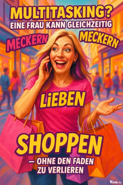 Multitasking? Eine Frau kann gleichzeitig meckern, lieben und shoppen – ohne den Faden zu verlieren