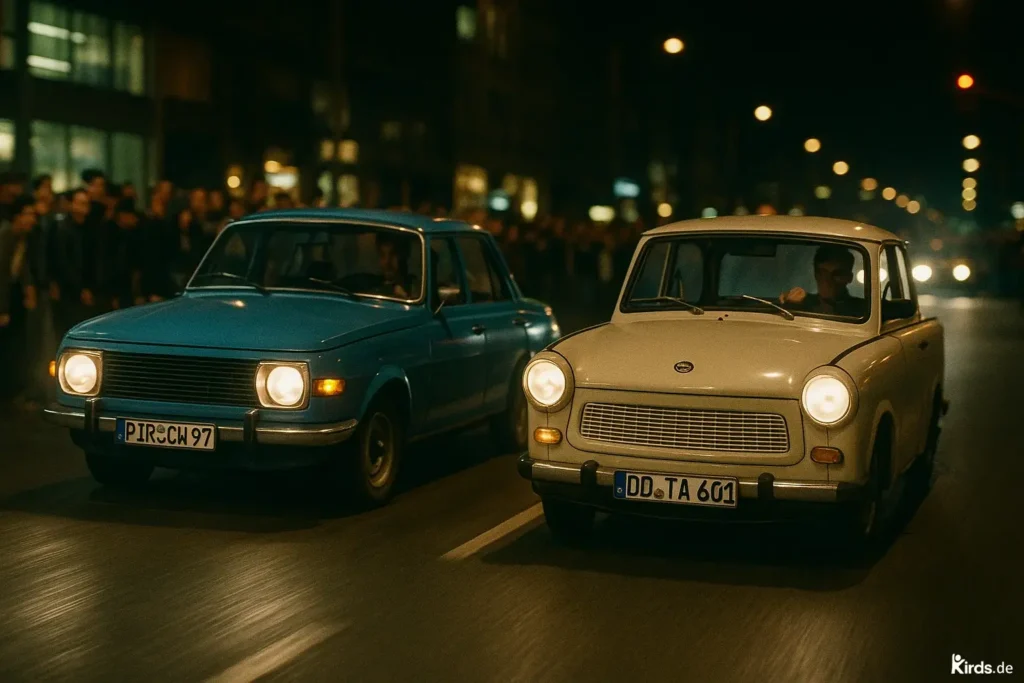 Trabi gegen Wartburg beim DDR Auto-Rennen