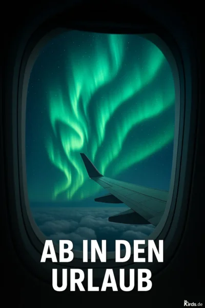 Dieses Spruch-Bild vermittelt eine starke Sehnsucht nach Freiheit und Abenteuer. Durch das Flugzeugfenster ist ein atemberaubendes Naturphänomen sichtbar: grünlich leuchtende Nordlichter, die sich wellenförmig am Nachthimmel ausbreiten. Der Flugzeugflügel ist klar im Vordergrund zu erkennen, was dem Bild eine spannende Perspektive und eine direkte Verbindung zum Thema Reisen gibt.