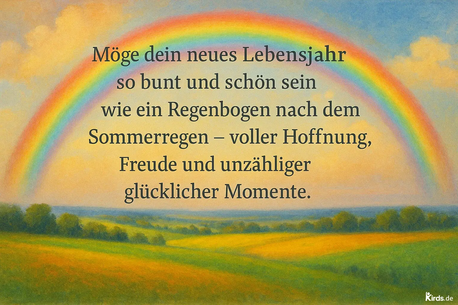Neues Lebensjahr Spruch mit Regenbogen
