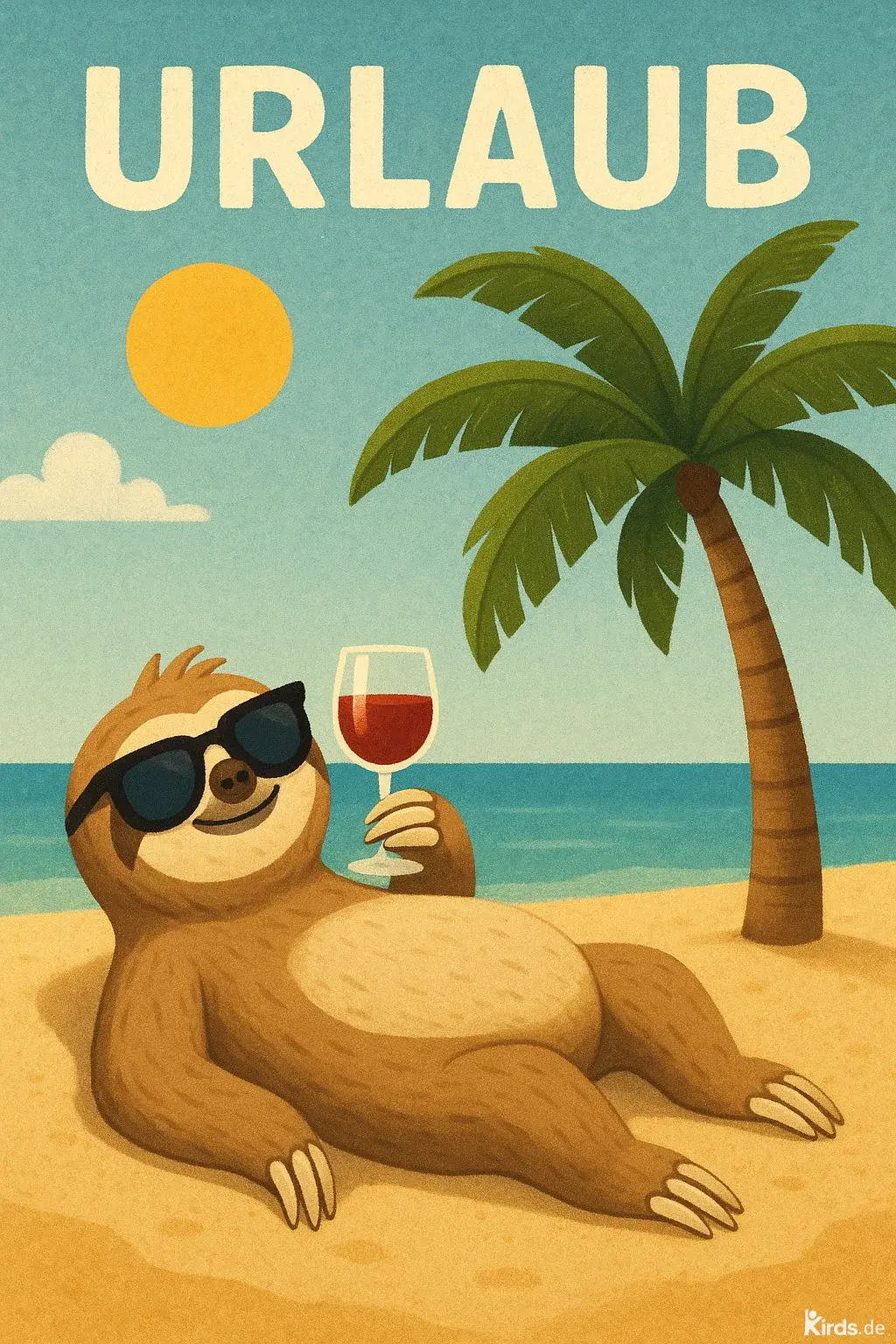 Urlaub Spruch Lustig Faultier Strand Wein Relaxmodus